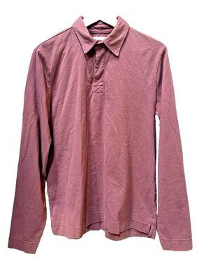 Pact Men's Rugby Polo Pullover Shirt Sz M Mauve Long Sleeve 100% Organic Cotton